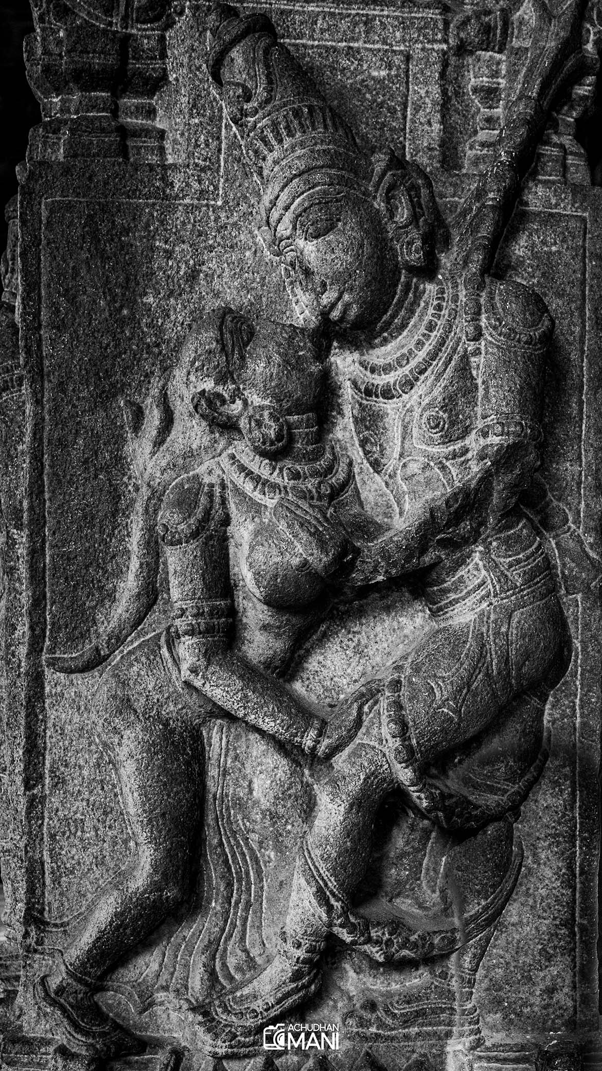 Mithuna Sculpture, 100 pillared hall, Sri Varadharaja Perumal temple, Kanchipuam, India — fine art photography print by Achyudhan Mani